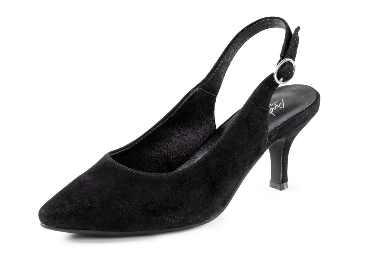 Andrea Conti Sling-Pumps aus weichem Samt-Chevreauleder
