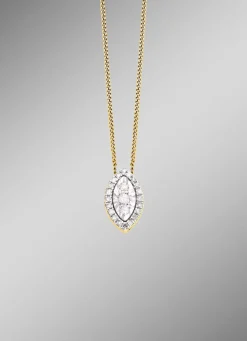 Anhänger mit 3 Brillanten, 20 Diamanten und Ankerkette
