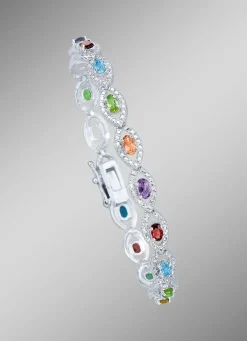 Armband mit echt Granat, Blautopas, Citrin, Amethyst und Peridot