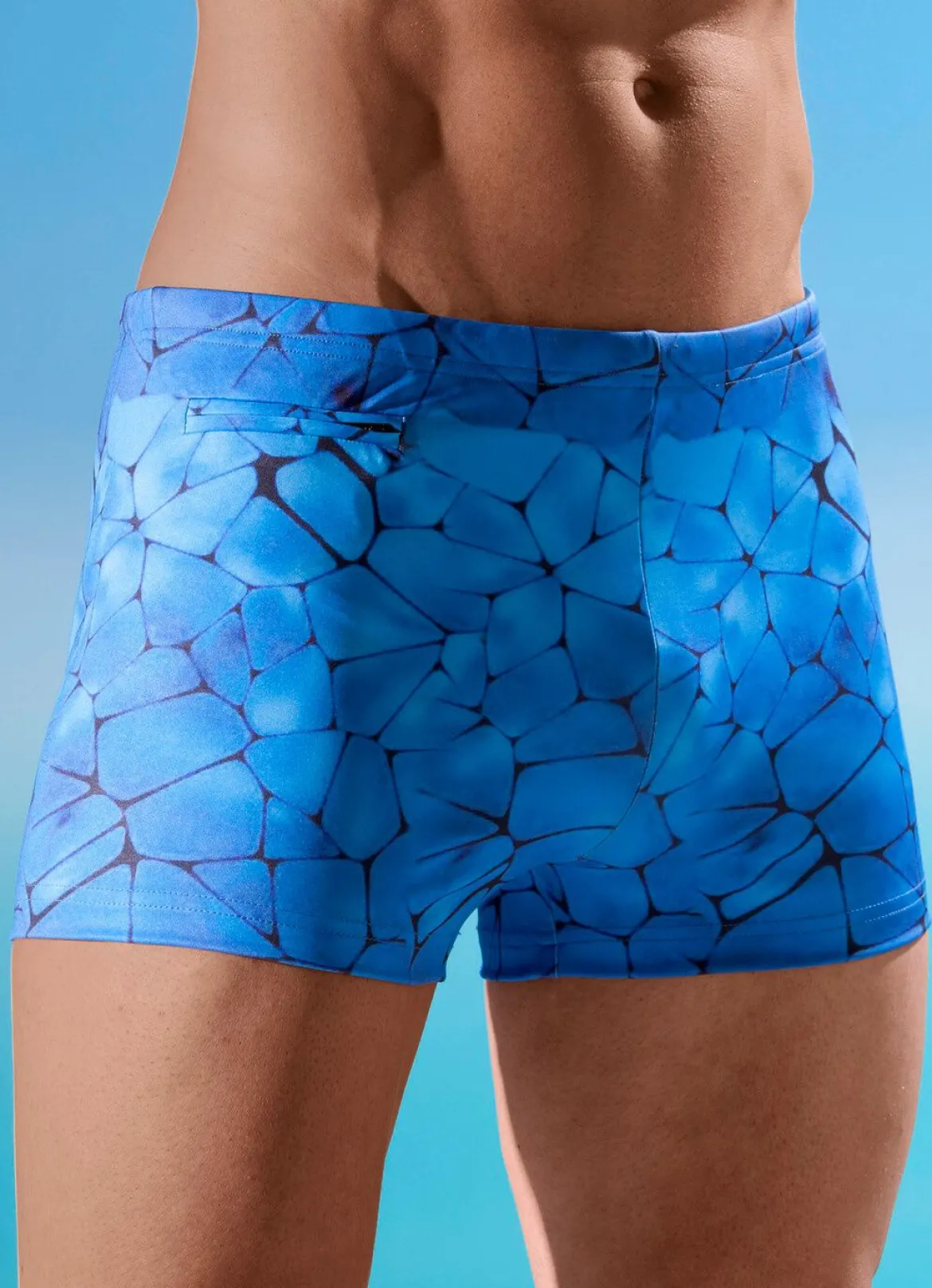 Badehose in höherer Kastenform mit Reißverschlusstasche