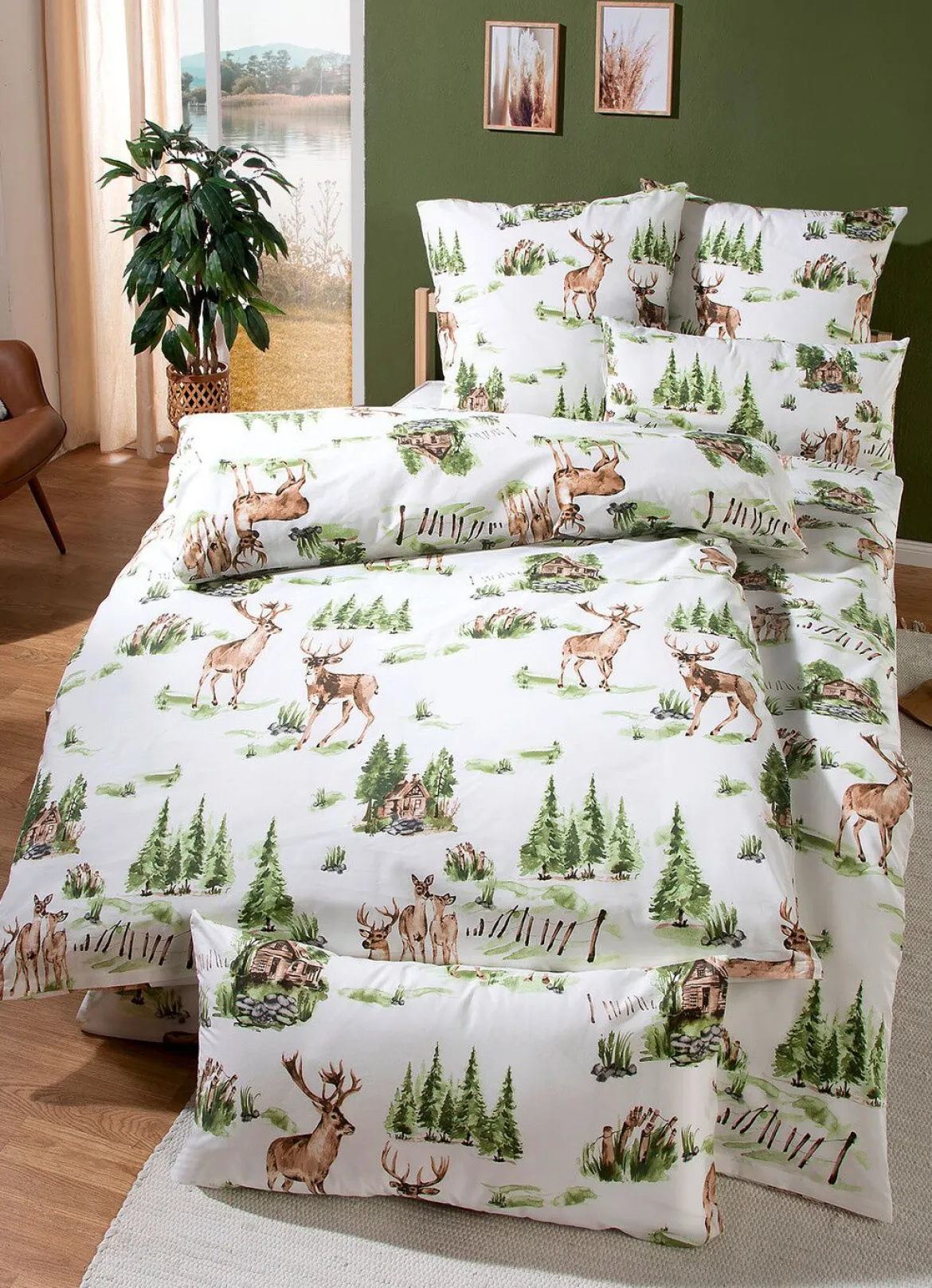 Beidseitig bedruckte Bettwäsche-Garnitur aus Polycotton