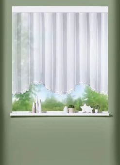 Blumenfenster-Store aus echter Plauener Spitze