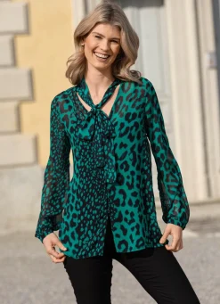 Bluse mit Schluppe zum Binden in 2 Farben