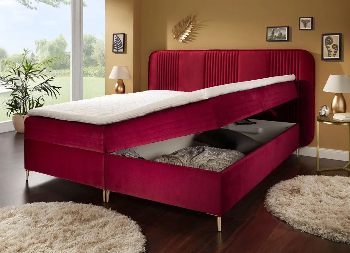 Boxspringbett mit Bettkasten und Topper
