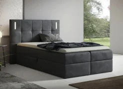 Boxspringbett mit LED-Beleuchtung und Topper