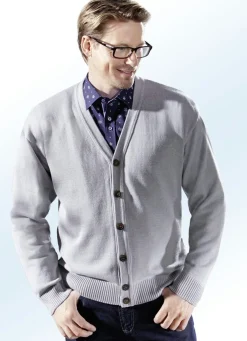 Cardigan mit durchgehender Knopfleiste in 5 Farben