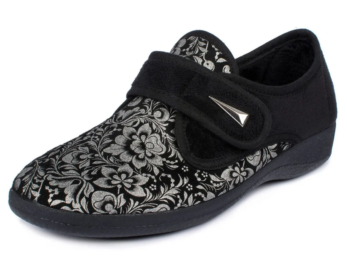 Damen Klett-Halbschuh im Blüten-Design