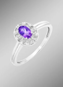 Damenring mit echt Amethyst und synth. Zirkonia