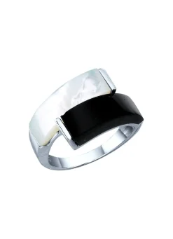 Damenring mit echt Onyx und echt Perlmutt