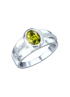 Damenring mit echt Peridot und synth. Zirkonia