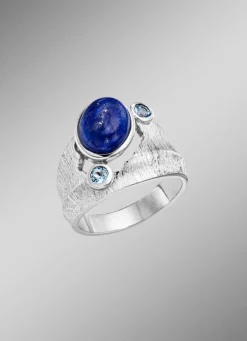 Damenring mit Lapislazuli und Baby Blautopas