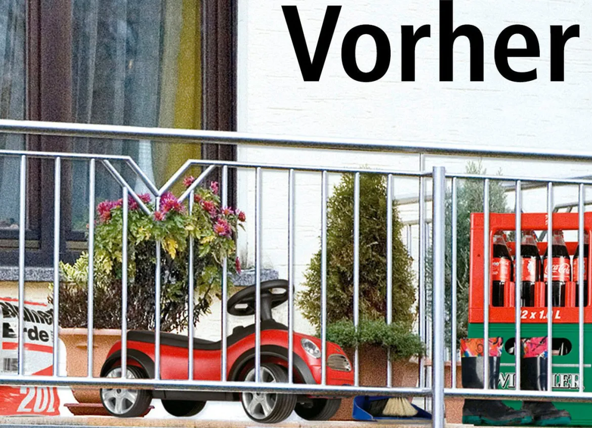 Einseitig bedruckter Balkon-Sichtschutz inkl. Befestigungsmaterial