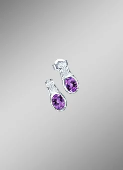 Elegante Ohrstecker mit echt Amethyst und synth. Zirkonia