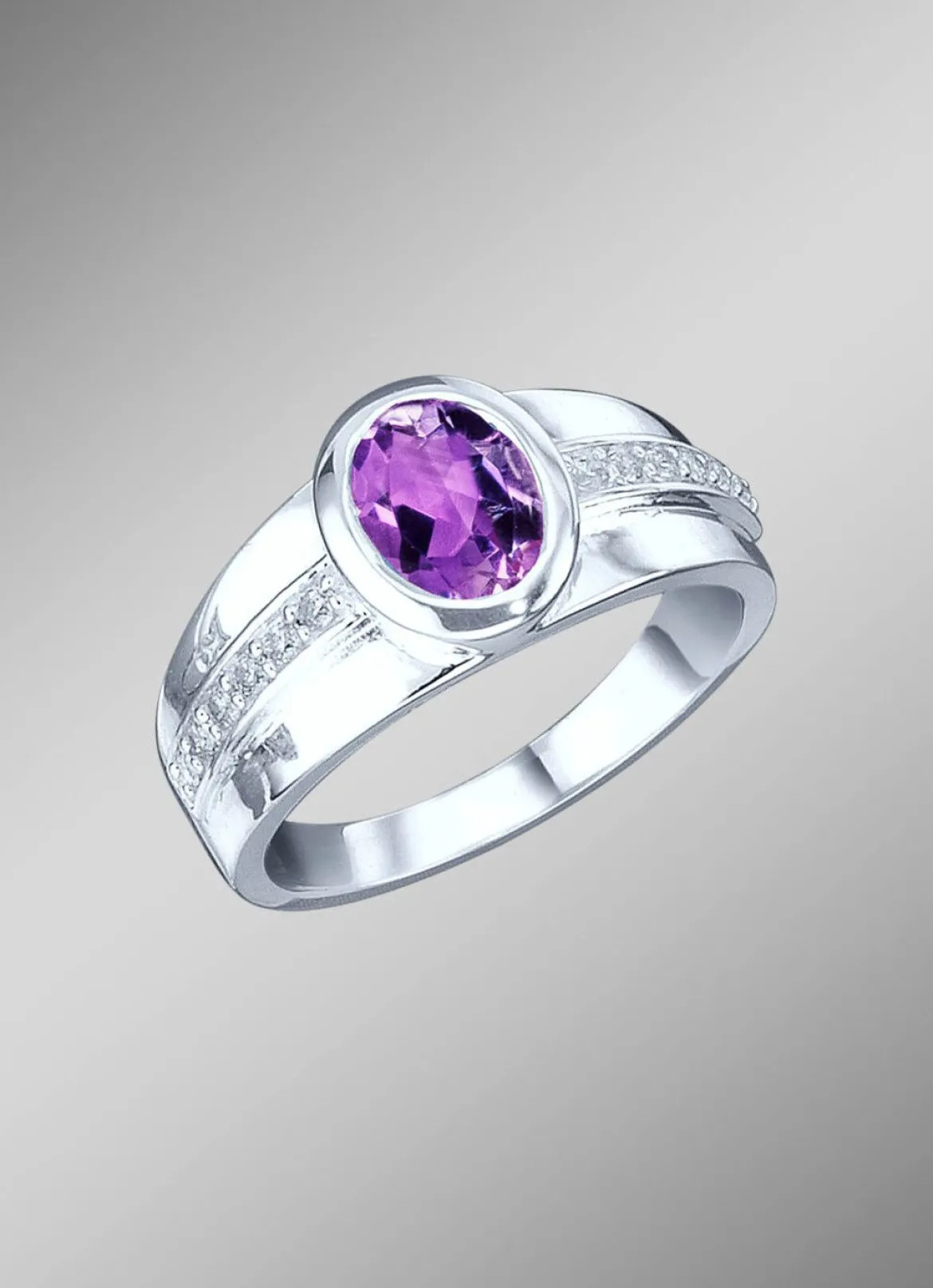 Eleganter Damenring mit echt Amethyst und synth. Zirkonia