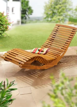 Ergonomisch geformte Schwung-Liege aus Akazienholz