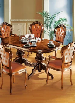 Esszimmer-Stühle und Sessel mit Lederbezug
