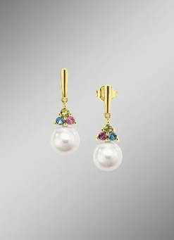Exquisite Eleganz Ohrstecker mit Süßwasser-Zuchtperlen und Edelsteinen