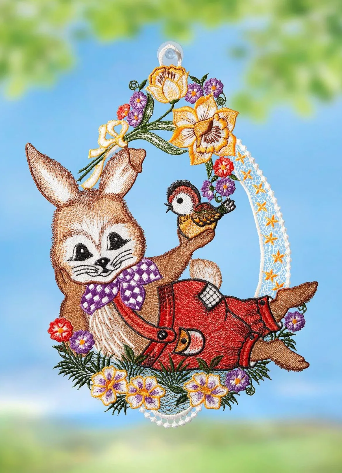 Fensterbild mit Osterhasen-Motiv