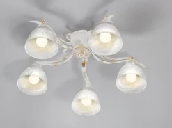 Formschöne Deckenleuchte aus Eisen und Glas