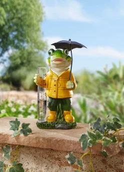 Frosch mit Regenmesser