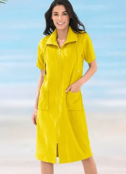 Frottier-Kleid mit durchgehendem Reißverschluss