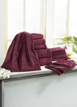 Frottierserie mit Mäander-Jacquard-Struktur
