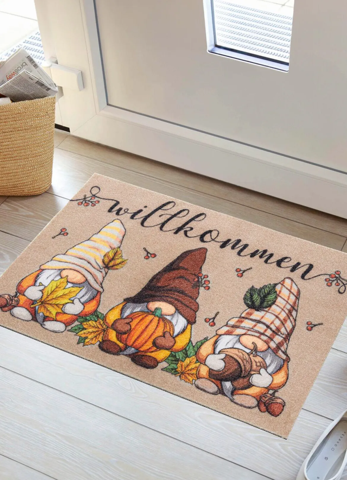 Fußmatte Herbstwichtel mit rutschhemmender Rückseite
