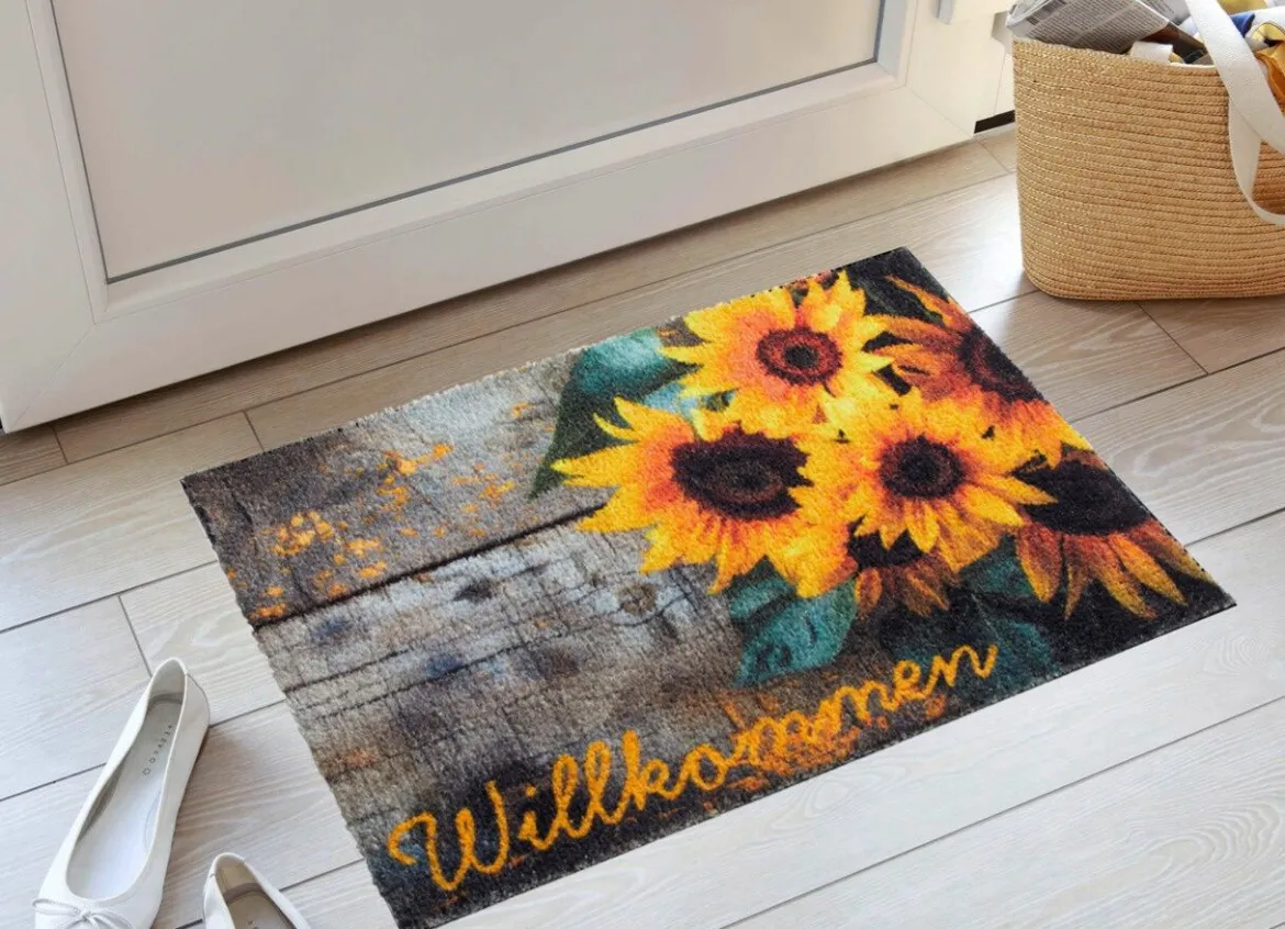 Fußmatte mit Sonnenblumen-Motiv