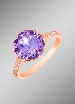 Funkelnder Damenring mit echt Amethyst und synth. Zirkonia