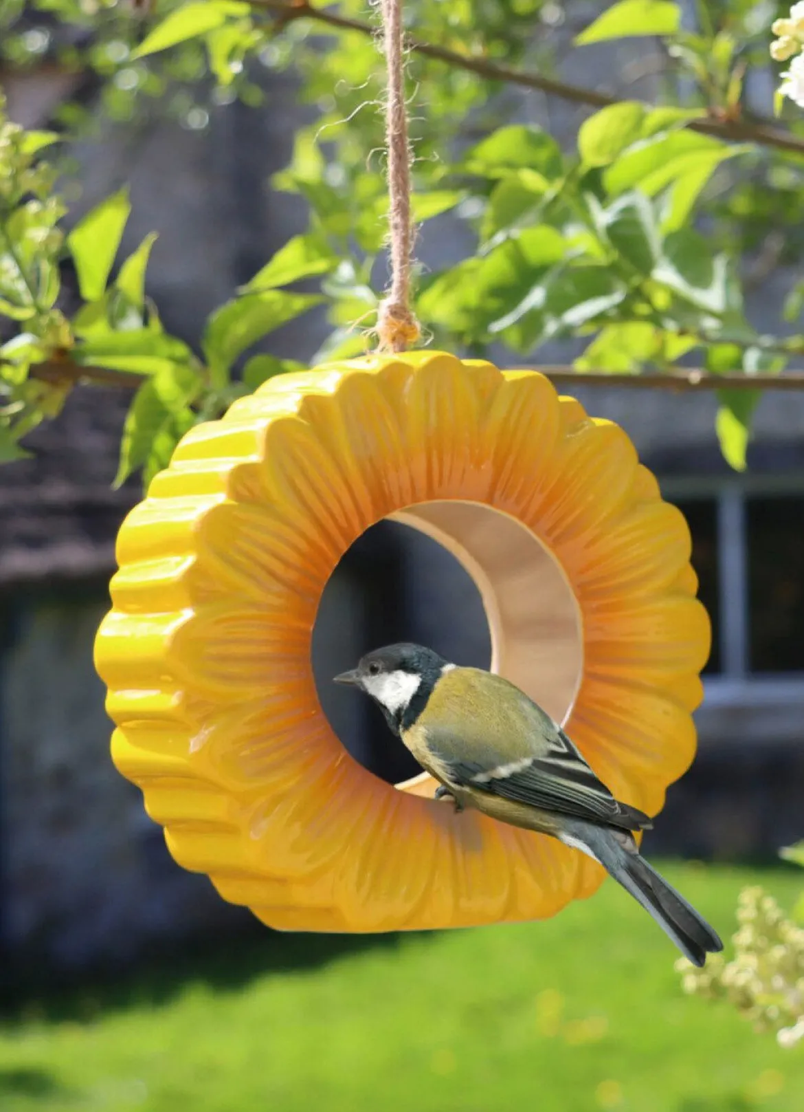 Futterstelle Mohnblume aus glasierter Keramik