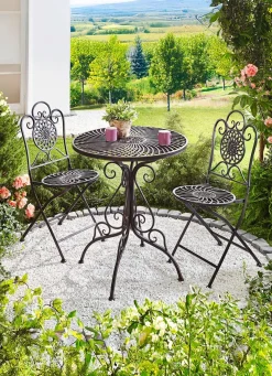 Gartenmöbel-Set, 3-teilig, aus Metall