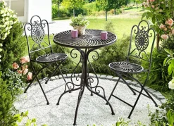 Gartenmöbel-Set, 3-teilig, aus Metall