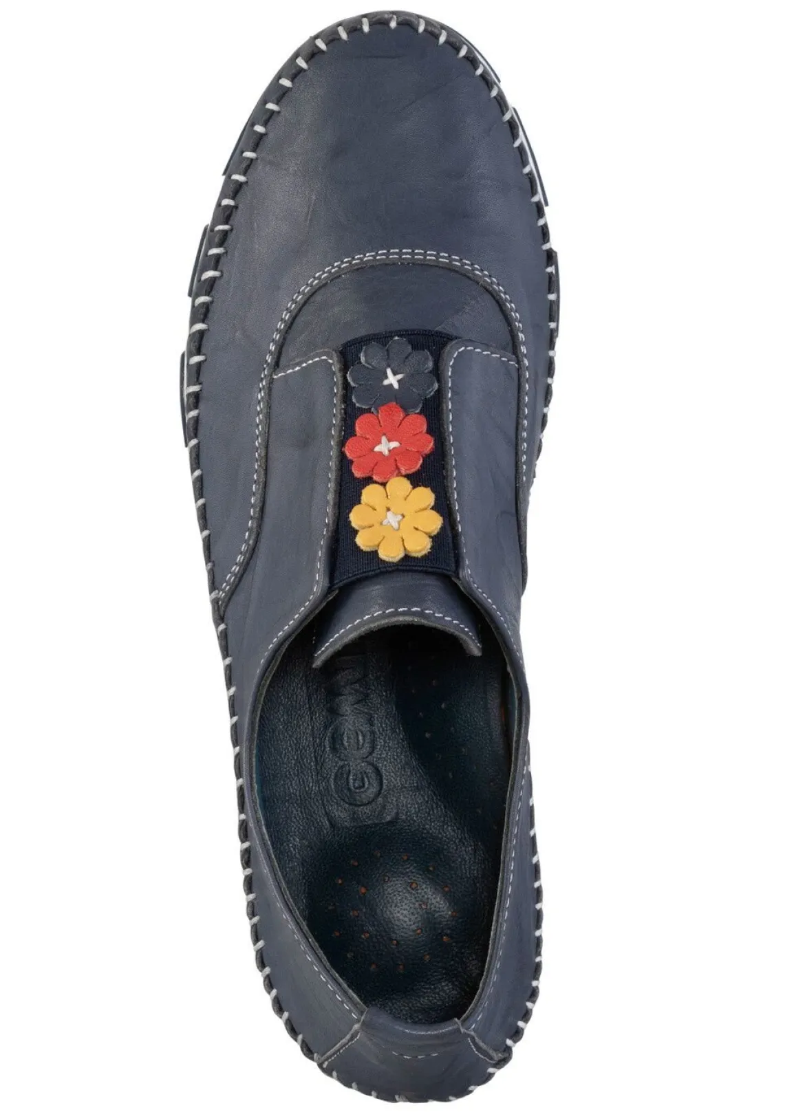 Gemini Slipper mit dezenter Knitter-Struktur und bunten Leder-Blüten