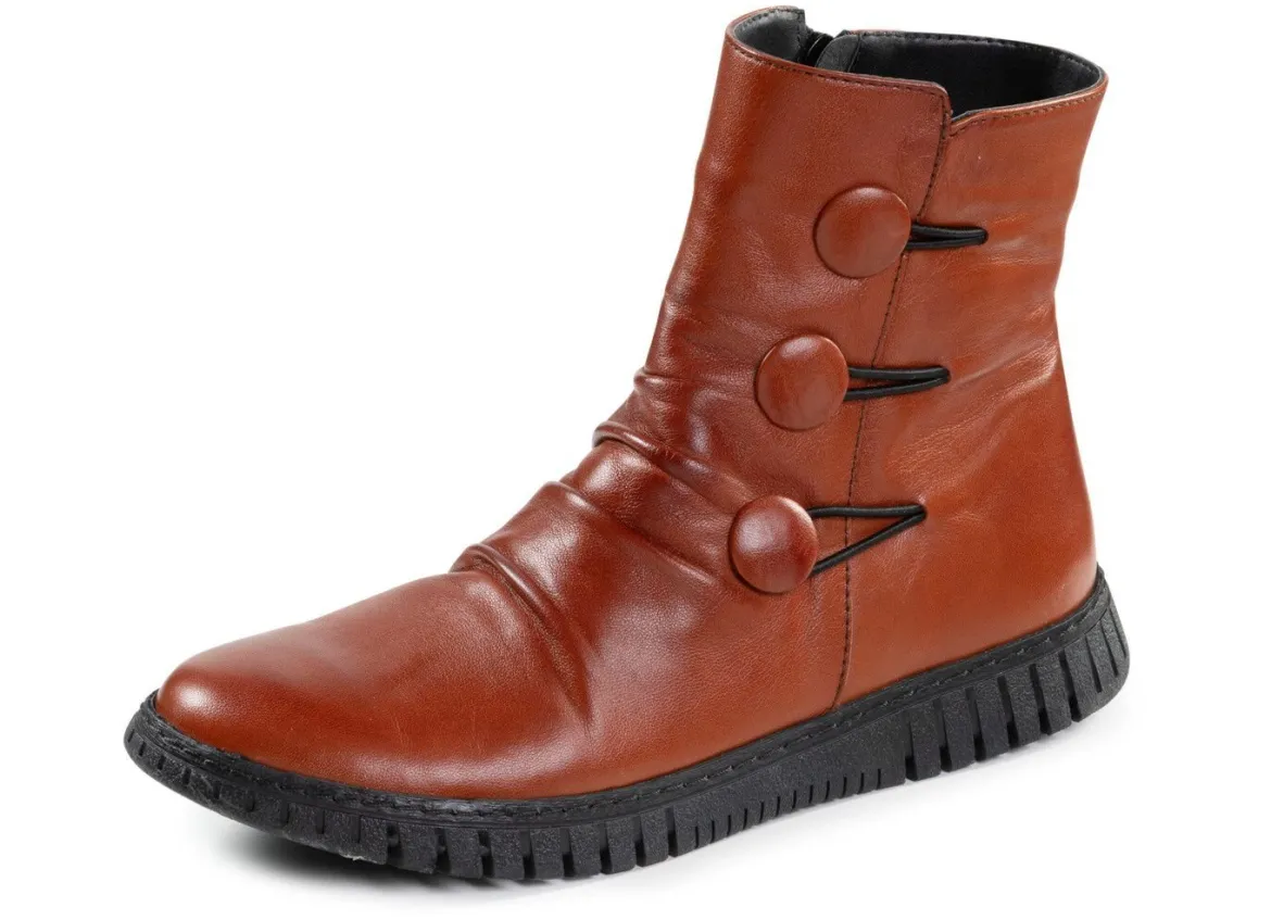 Gemini Stiefelette mit Raffung und dekorativen Knöpfen
