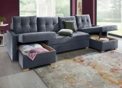 Gemütliche Wohnlandschaft mit Bettfunktion und 3 Bettkästen