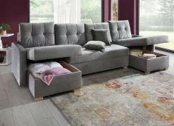 Gemütliche Wohnlandschaft mit Bettfunktion und 3 Bettkästen