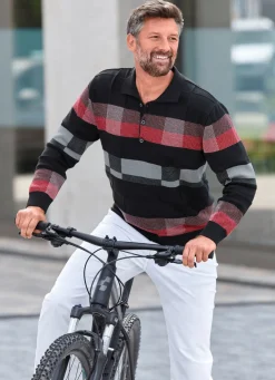 Gemusterter Polopullover in 2 Farben