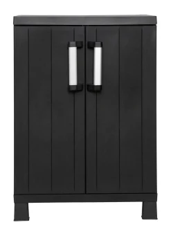 Geräteschrank Garage mit Holzlamellen-Effekt
