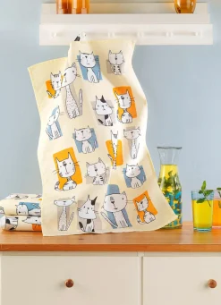 Geschirrtücher mit lustigem Katzenmotiv, 3er-Set