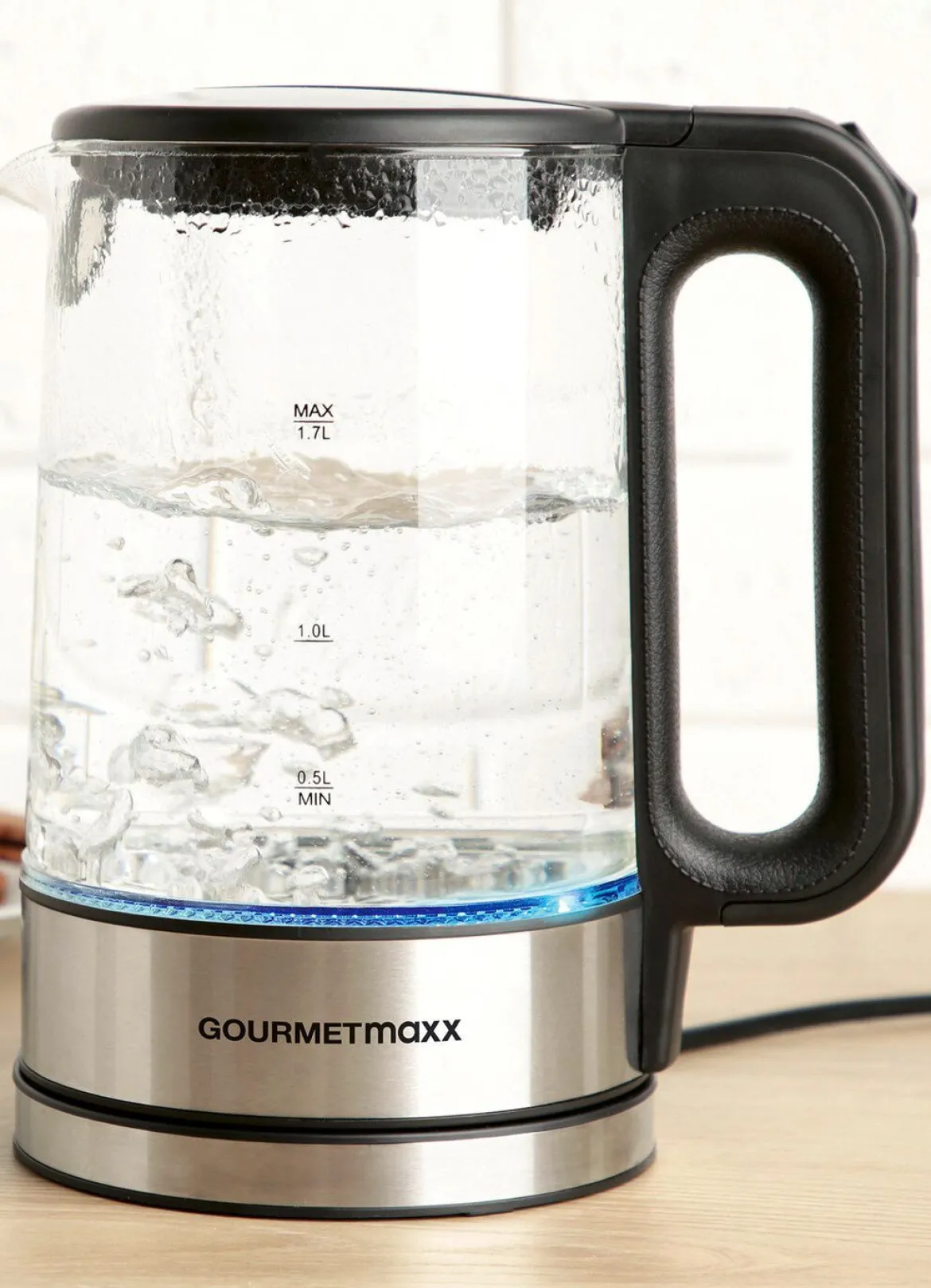 Glas-Wasserkocher mit blauem LED-Licht