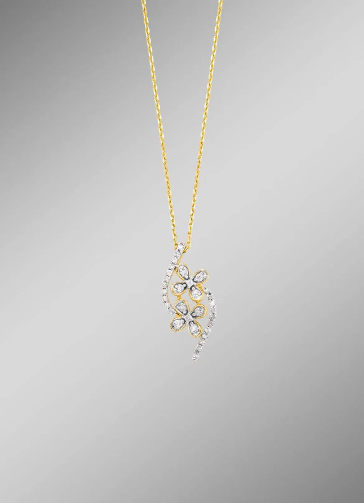 Halskette im Blumen-Design, 10 Brillanten, 22 Diamanten