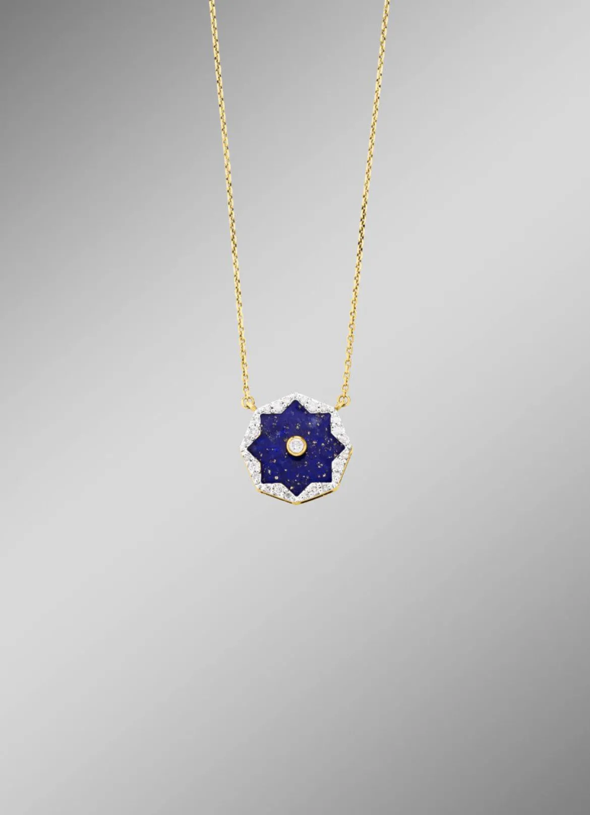 Halskette mit echt Lapislazuli, Brillanten und Diamanten