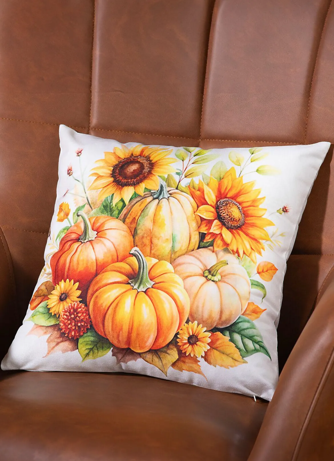 Herbstlicher Kissenbezug mit Kürbis-Motiv