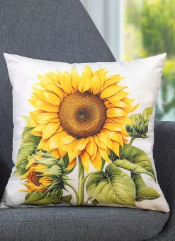 Herbstlicher Kissenbezug mit Sonnenblumen-Motiv