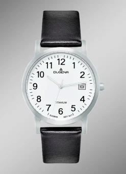 Herrenuhr mit Titangehäuse und Lederband