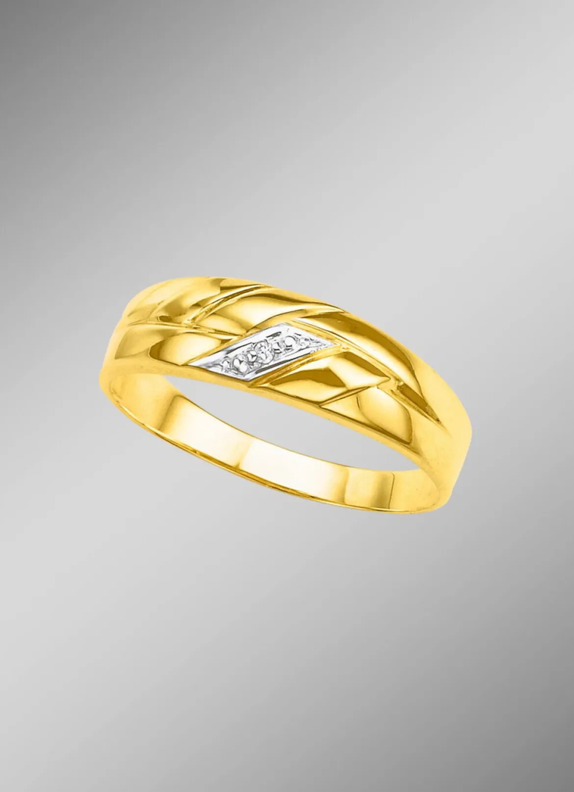 Hochglänzender Damenring in Bicolor mit Diamant