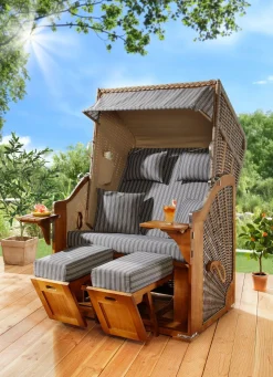 Hochwertiger Strandkorb Flair aus Pinienholz