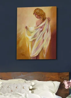 Hochwertiges Leinwandbild mit dem Titel Akt mit Tuch