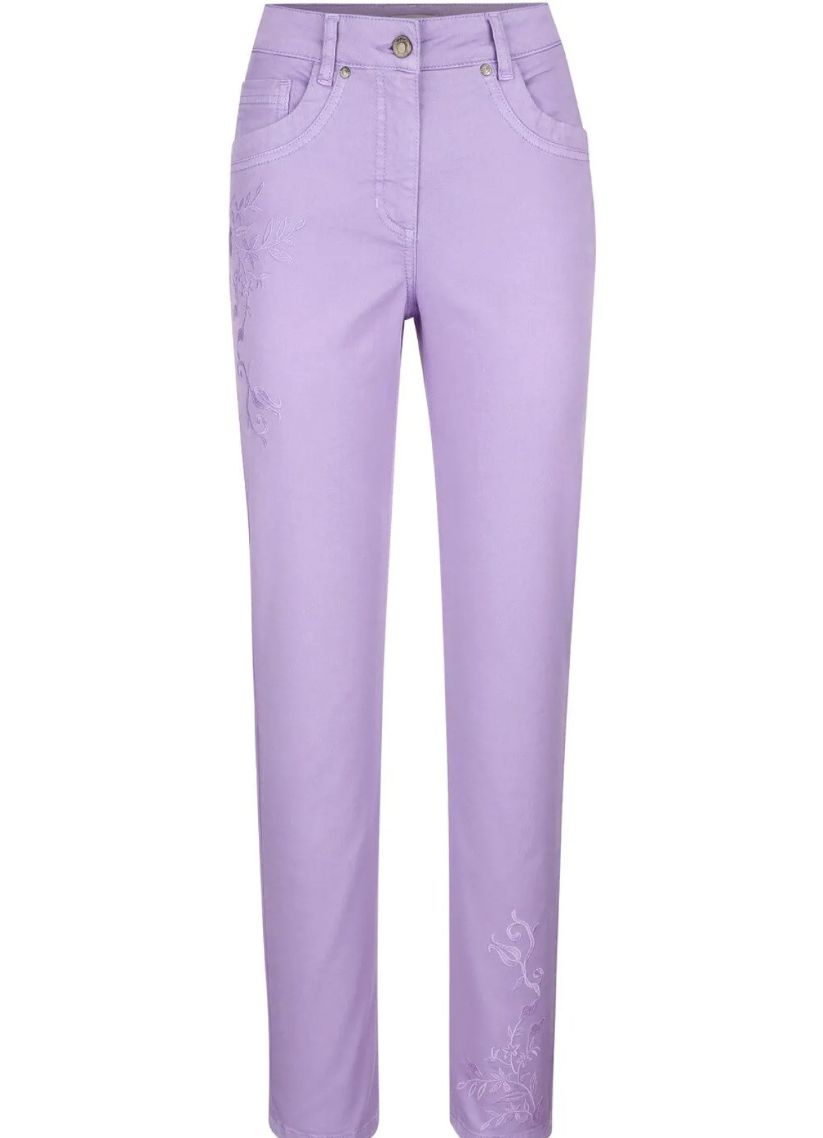 Hose mit floraler Stickerei