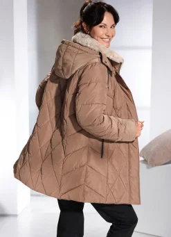 Jacke mit Kunstpelz-Besatz am Kragen